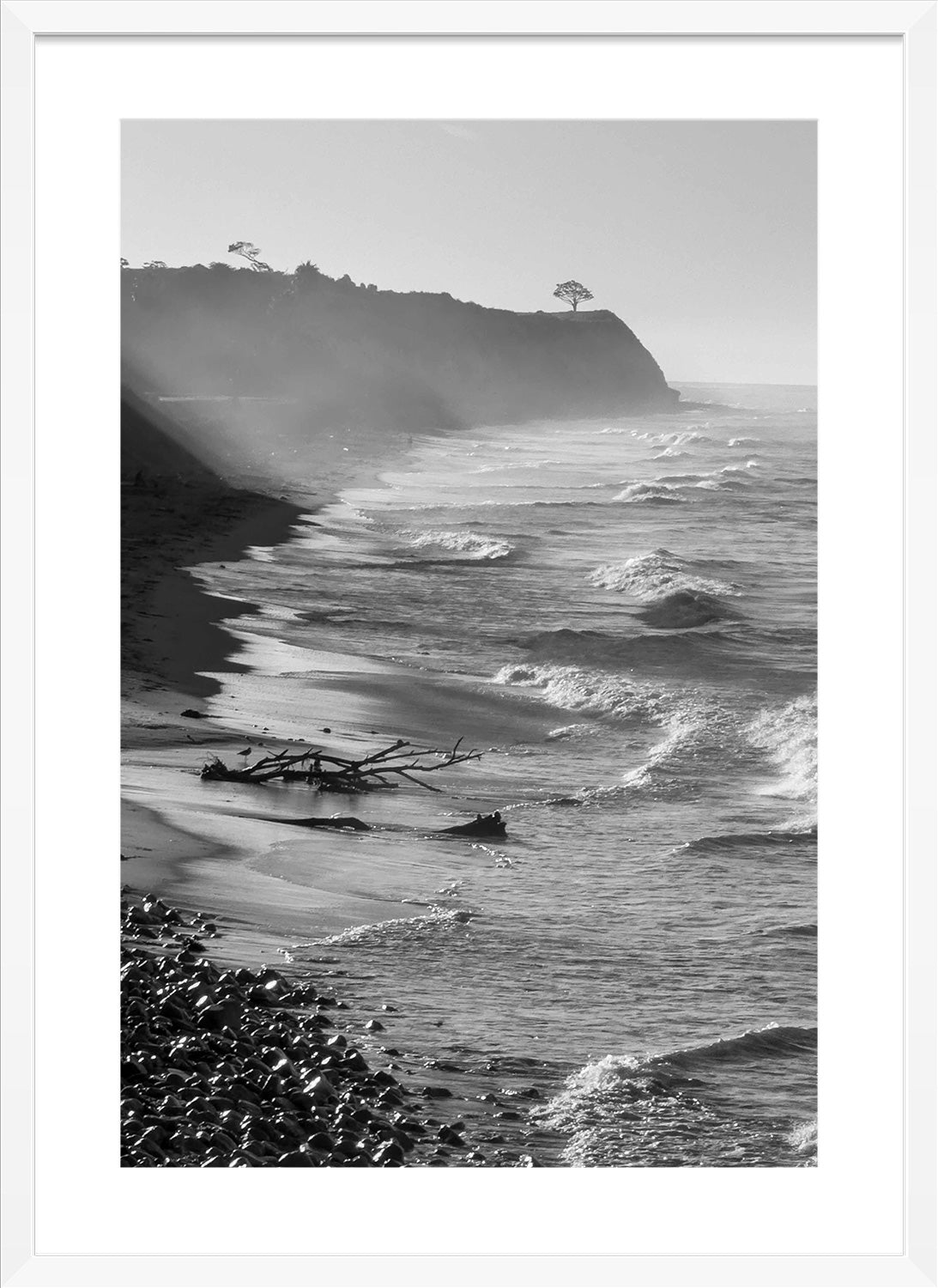 Santa Barbara coast print white frame