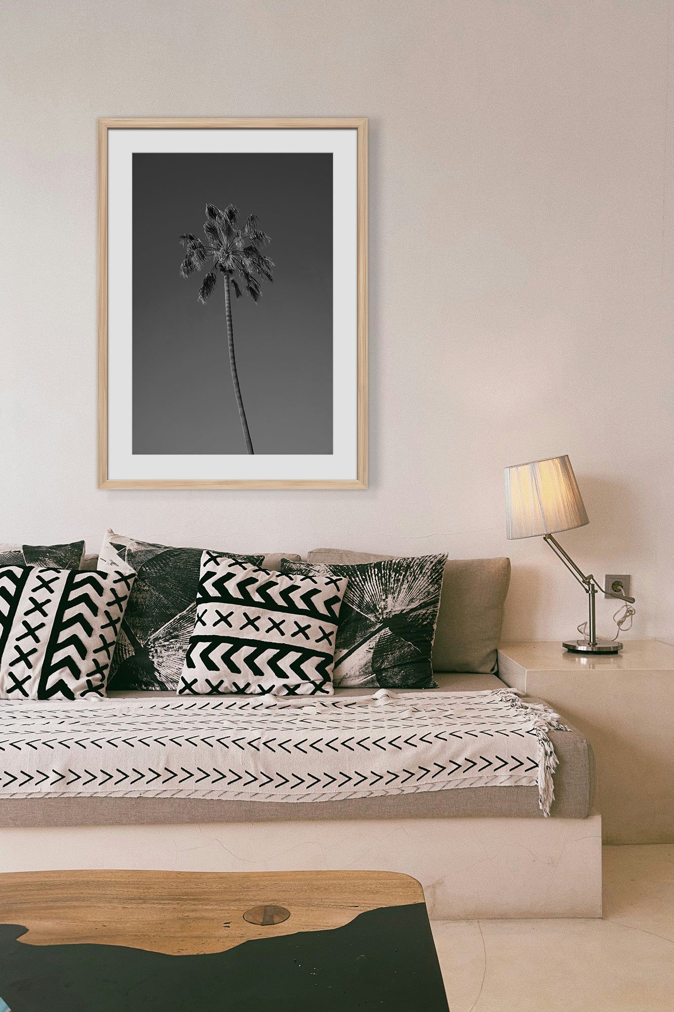 palm tree print natural frame lifestyle