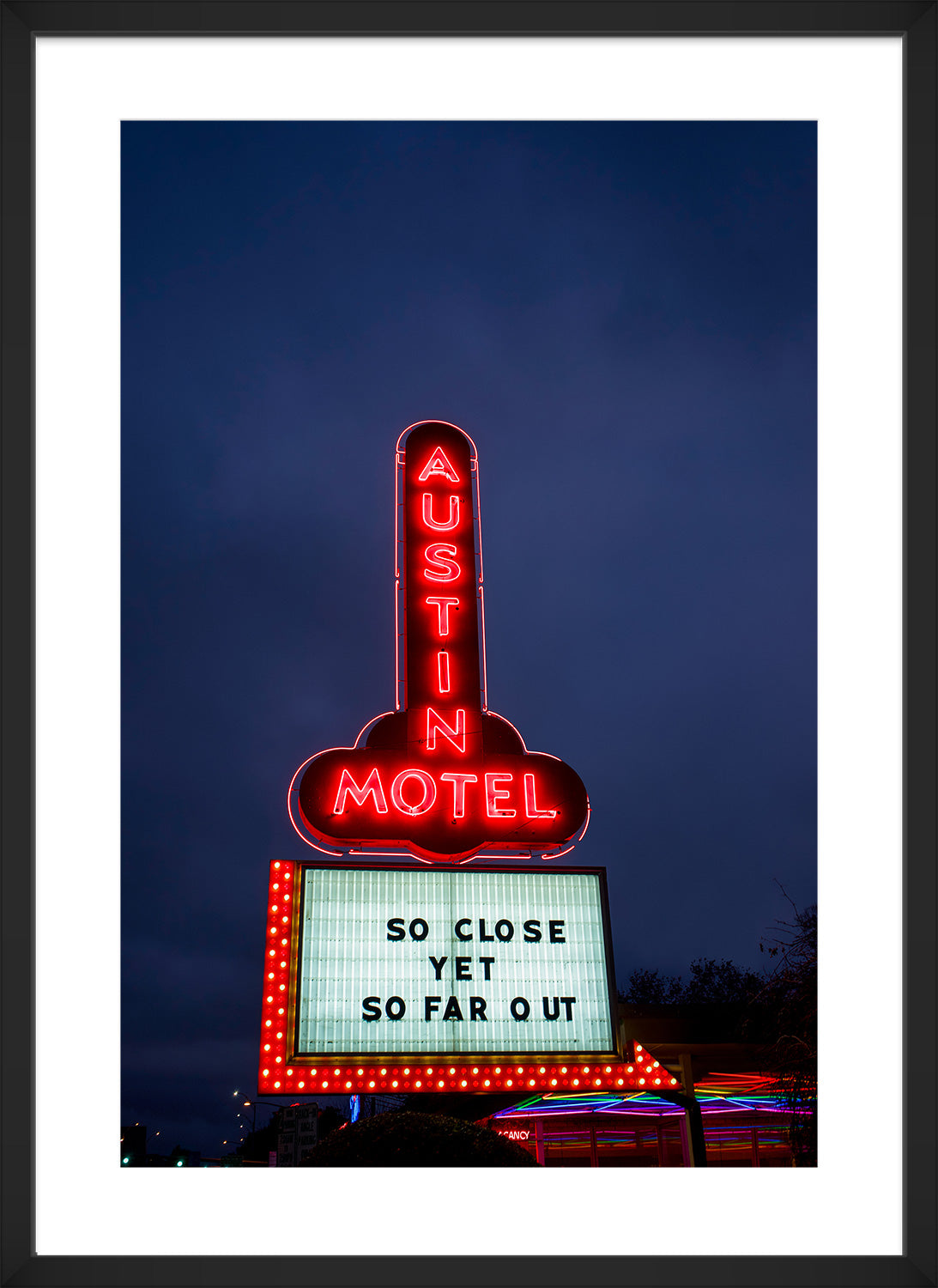 austin motel print black frame