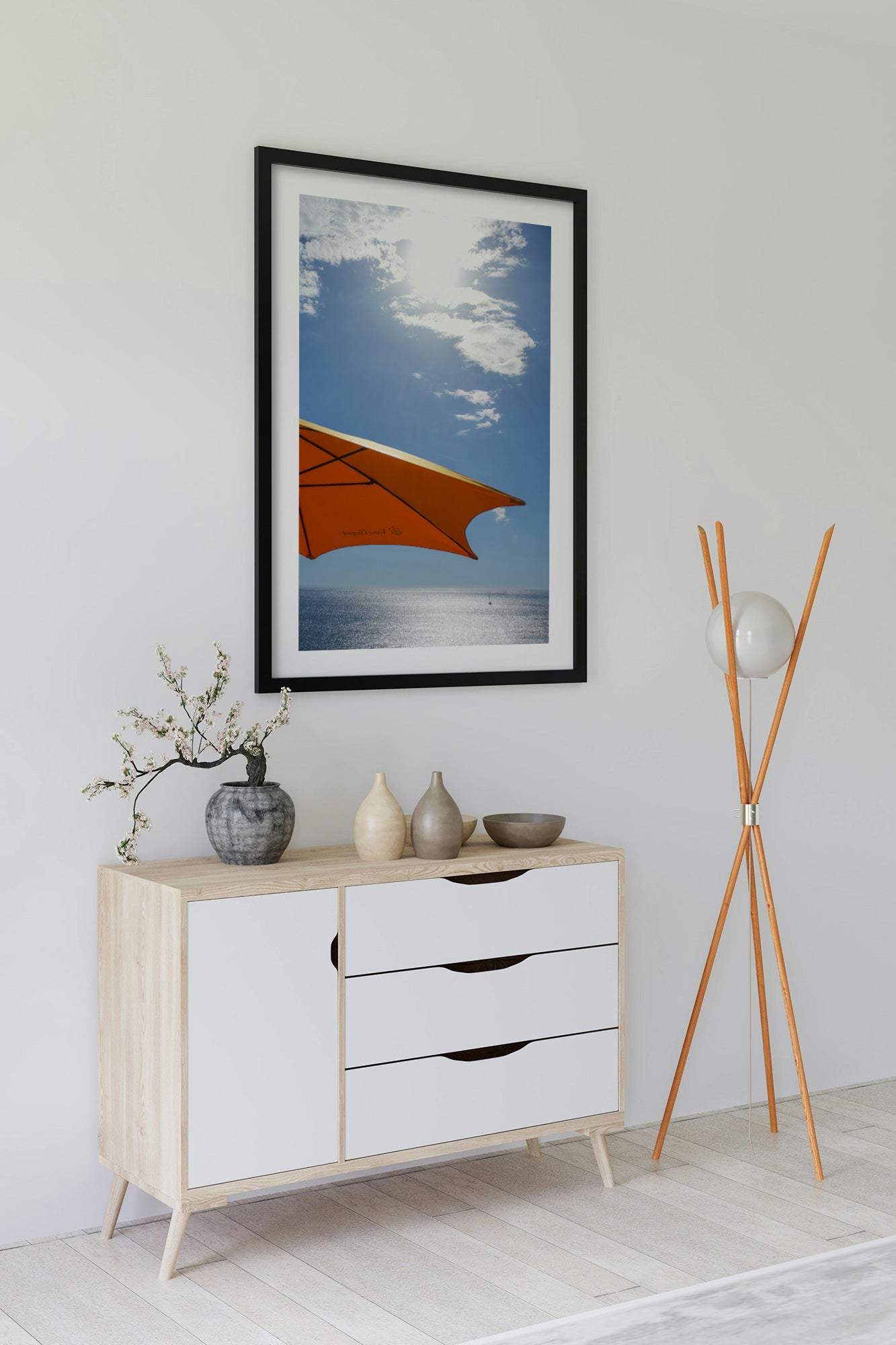 beach print black frame lifestyle