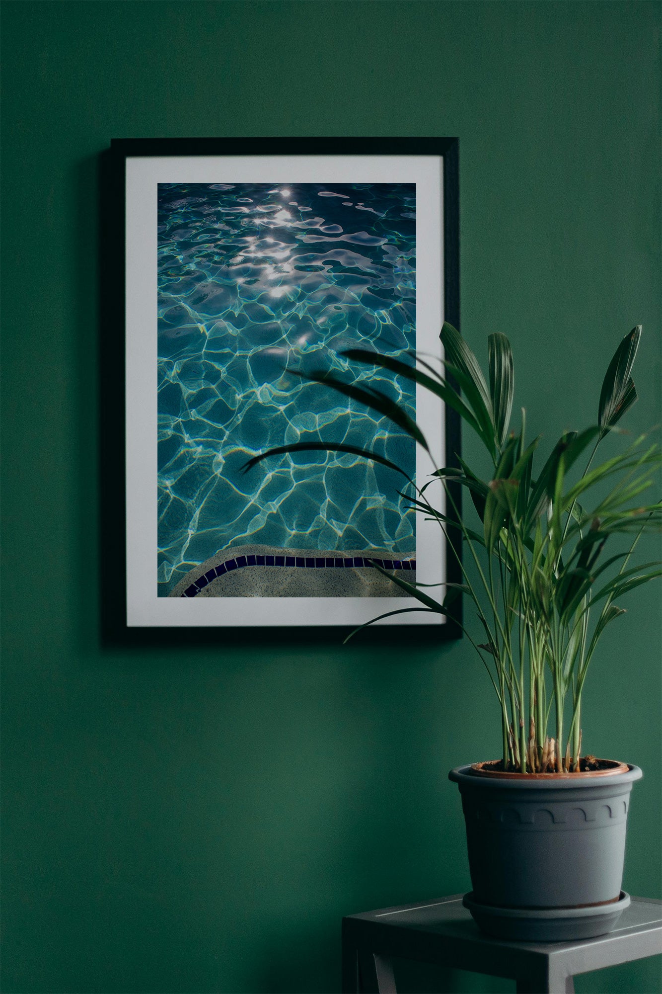 swimming pool print black frame lifestyle